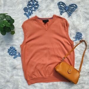 Brooks Brothers Orange Supima Cotton Sweater Vest Size L